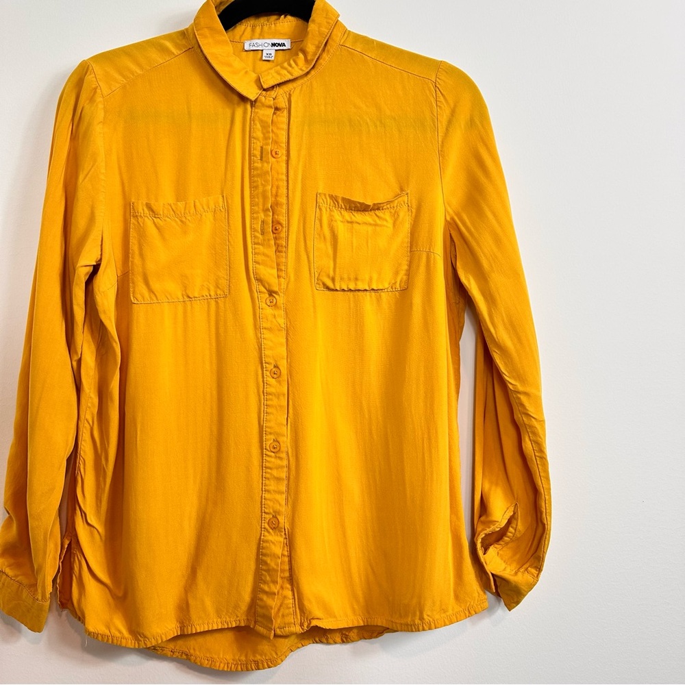Fashion Nova Yellow Button-Up Shirt